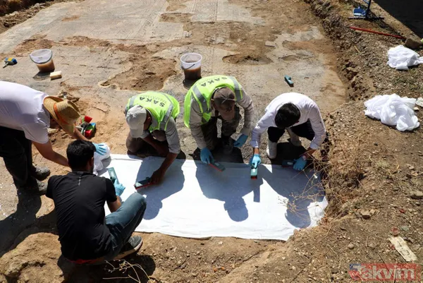Kaçak kazıda bulunan mozaikler 98 parçaya bölünerek Zeugma Mozaik Müzesi'ne taşınıyor - 15