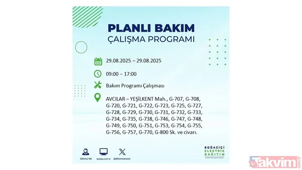 🔵29 Ağustos'ta İstanbul'da Elektrik Kesintisi Yaşanacak İlçeler