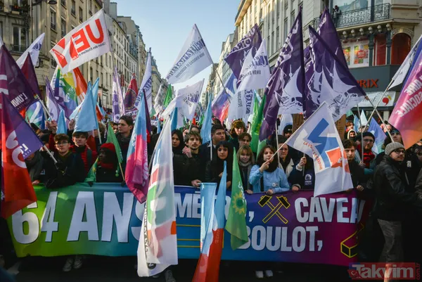 Paris yangın yeri! Fransa'daki 'emeklilik' reformu gösterilerinde gençler de sahnede: Macron'a tepki büyük - 23