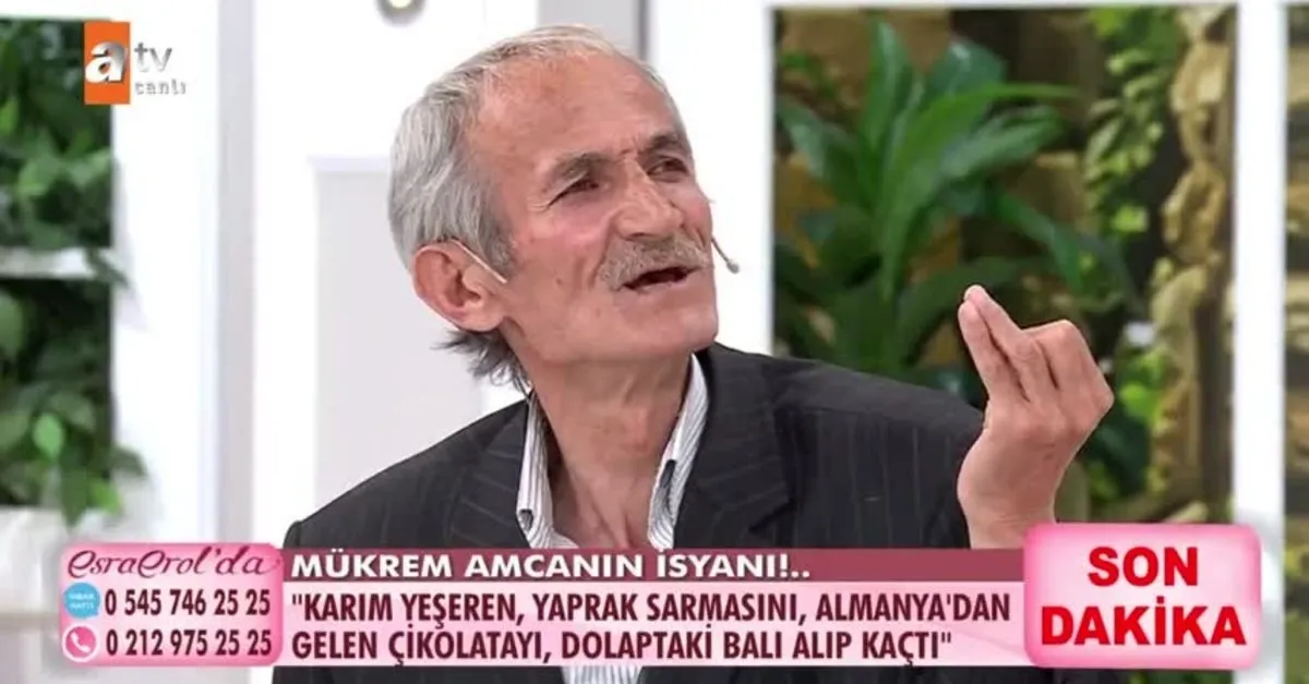 Esra Erol'da Mükrem amcanın isyanı! “Karım dolaptaki yaprak sarmasını ve Almanya'dan gelen çikolatayı alıp kaçtı”