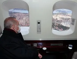 Başkan Erdoğan, oradaki çalışmaları havadan denetledi