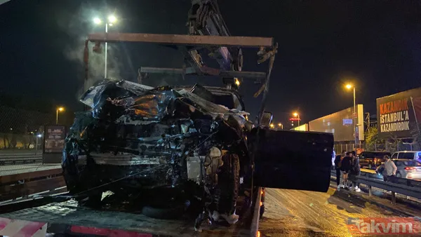 İstanbul Merter'de makas terörü can aldı! Bariyerlere çarpan cip alev aldı: 1 ölü, 3 ağır yaralı - 23