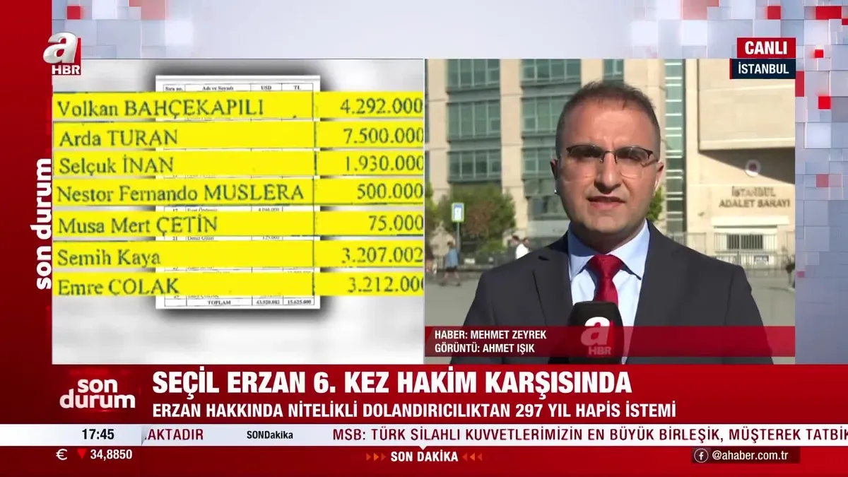 Seçil Erzan olayında flaş gelişme! Fatih Terim de mağdur olarak dosyaya girdi! İddianamede dikkat çeken hesap hareketleri detayı