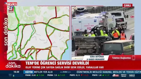 Son Dakika: TEM’de öğrenci servisi devrildi!