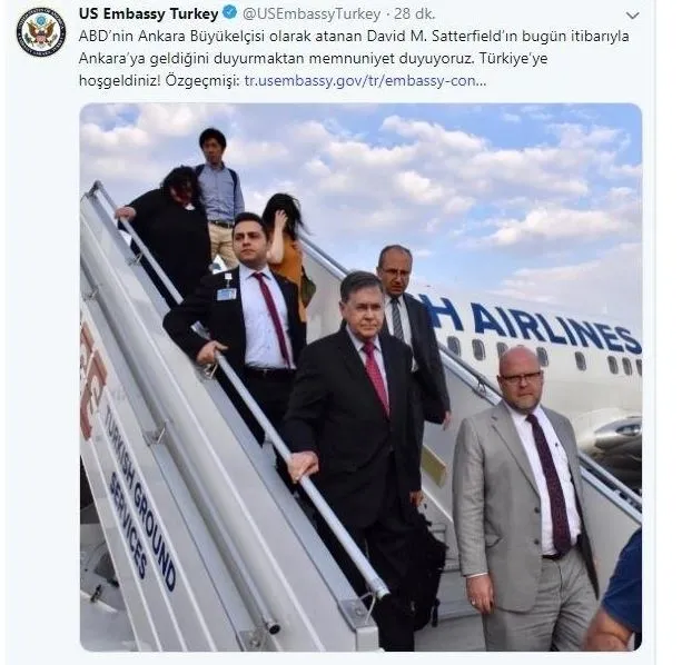 Son dakika: ABD'nin yeni Ankara Büyükelçisi Satterfield Türkiye'ye geldi-1