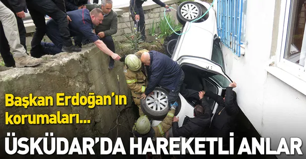 Üsküdar’da otomobil boşluğa düştü: 3 yaralı