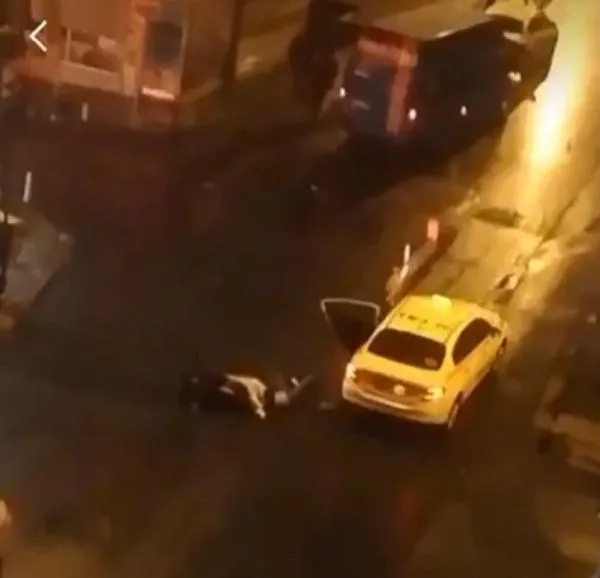Kağıthane'de dehşet anları kamerada: Taksiden indirdiği kadını yerde sürükledi!-2