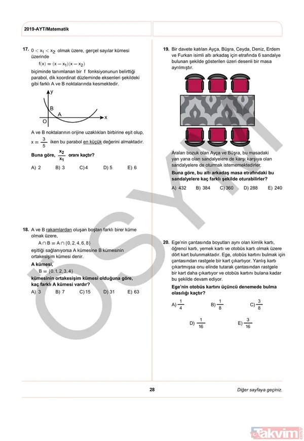 2019 YKS AYT soruları ve cevapları yayınlandı! İşte AYT soru ve cevap anahtarı... - 31