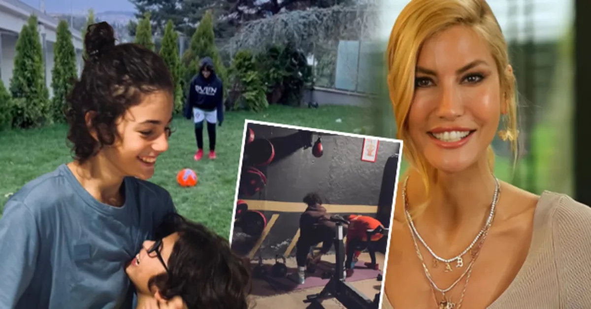 Çağla Şıkel evinden paylaştı oğlu Kuzey ve Uzay Altuğ’u görenler ’annesinin izindeler’ demeden geçmedi! Önce spor odası sonra bahçede...