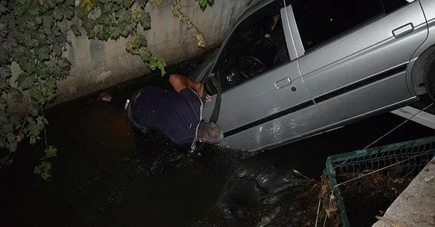 Kanala uçan araçtan burnu kanamadan çıktı