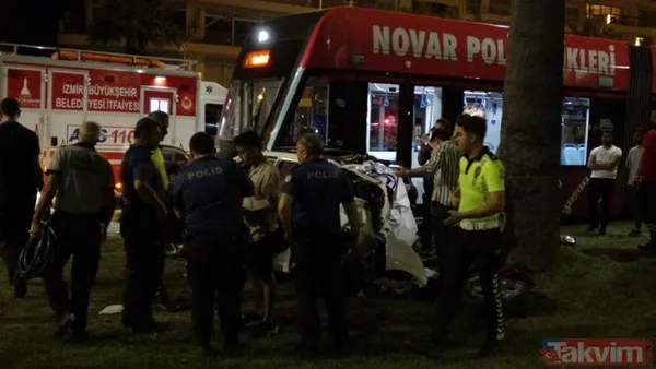 İzmir'de korkutan kaza! Kontrolden çıkan otomobil tramvaya yoluna daldı - 22