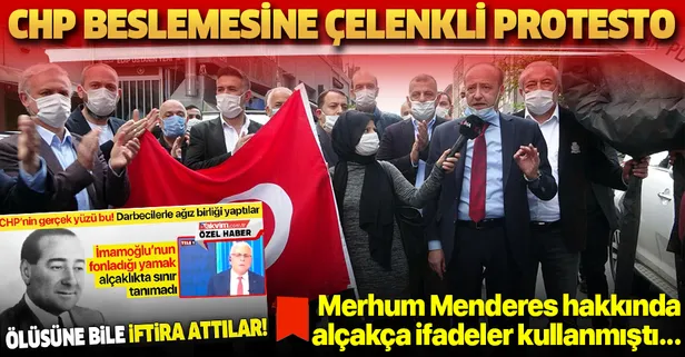 CHP beslemesi Merdan Yanardağ'ın Menderes hakkındaki skandal açıklamalarına Demokratlar Platformu'ndan siyah çelenkli protesto