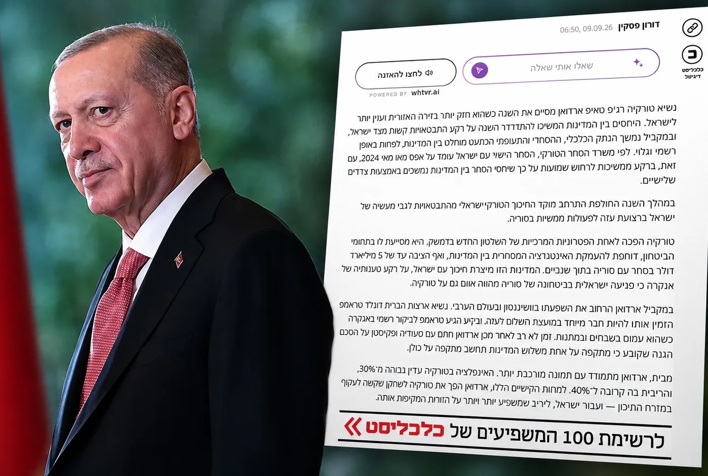 İsrail’den Başkan Erdoğan itirafı!