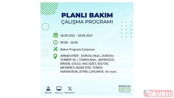 🔴18 Eylül Perşembe Günü Elektrik Kesintisi Yaşanacak İlçeler