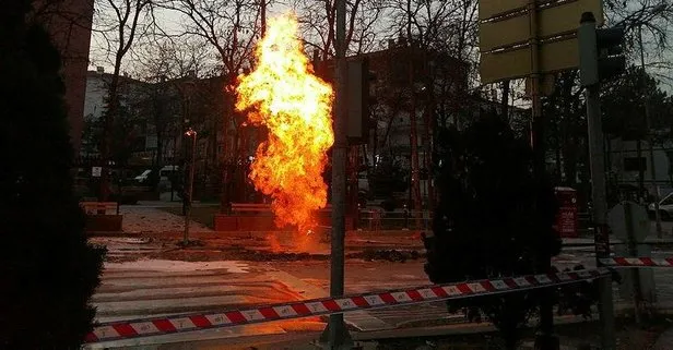 Ankara’da doğalgaz borusu patladı! Alev alev...