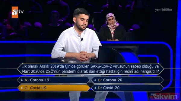Mehmet Okan Türkbağ, Bu Soruda Doğru Yanıt Olan "C: Covid-19" Şıkkını Tercih Ederek Yoluna Emin Adımlarla Devam Etti.
