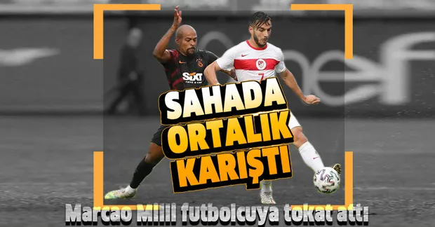 Galatasaray - Ümit Milli Takım maçında ortalık birbirine girdi! Marcao'dan Milli futbolcu Halil Dervişoğlu'na tokat...-1