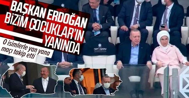 Başkan Recep Tayyip Erdoğan, Bakü’de ’Bizim Çocuklar’ın yanında! Maçı tribünden takip etti...