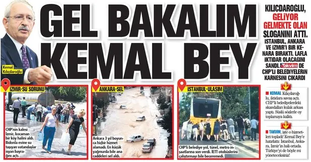 Gel bakalım Kemal bey! TAKVİM, CHP’li belediyelerin karnesini çıkardı: İstanbul, Ankara ve İzmir’in hali ortada