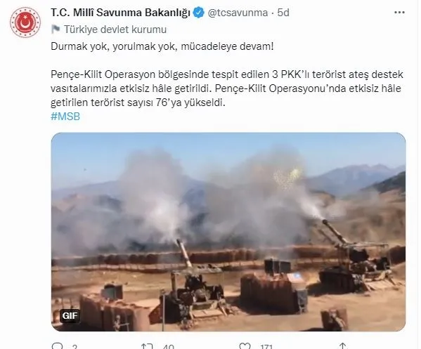 Son dakika: MSB duyurdu: Pençe-Kilit operasyonlarında etkisiz hale getirilen terörist sayısı 76 oldu-1