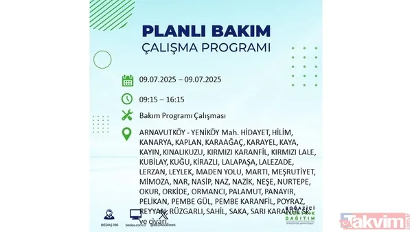 9 Temmuz İstanbul Elektrik Kesintisi