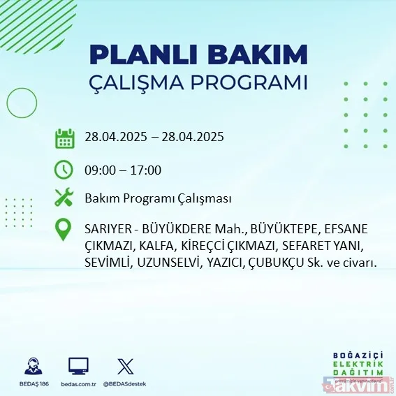 İSTANBUL ELEKTRİK KESİNTİSİ: BEDAŞ 28 Nisan 2025 Pazartesi elektriklerin gideceği ilçeleri duyurdu - 20
