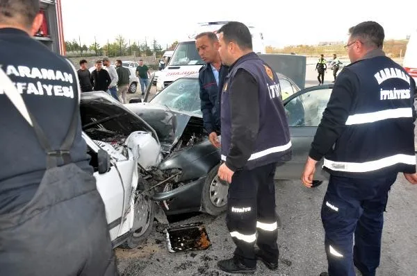 Karaman'da iki otomobil çarpıştı: 2'si çocuk 5 yaralı-2