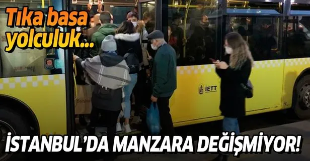 İstanbul’da metrobüste tıka basa yolculuk! Sosyal mesafe yine unutuldu