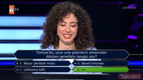 İşte Kim Milyoner Olmak İster'de yarışmacının cevapladığı diğer sorular...