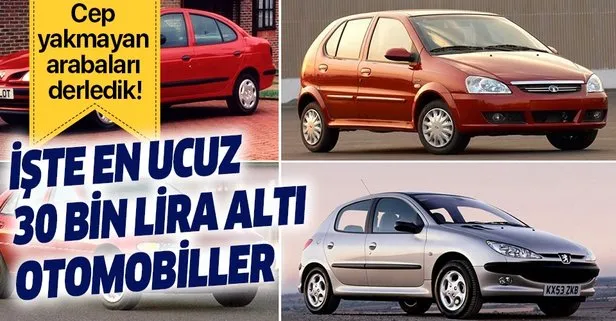 30 bin liradan daha ucuz 24 Şubat en ucuz ikinci el araba modelleri listesi!