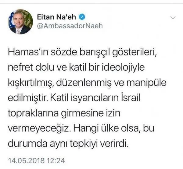 İsrail Büyükelçisi Eitan Naeh'e Türkiye'den gitmesi söylendi-1