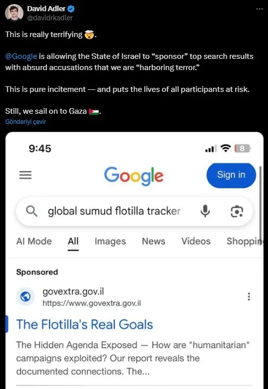 Medya devlerinin İsrail propagandası artık resmileşti: Sumud filosu için karalamalar uygulanıyor-1