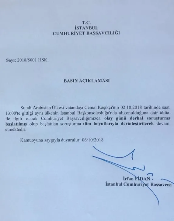 Son dakika: Başsavcılık'tan Suudi gazeteci Cemal Kaşıkçı hakkında flaş karar-1