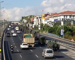 E-5’te askeri konvoy görenleri şaşırttı