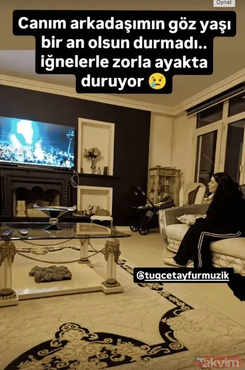 Uçmaz, paylaşımına "Canım arkadaşımın gözyaşları bir an olsun dinmedi. İğnelerle zor ayakta duruyor" notunu ekledi.