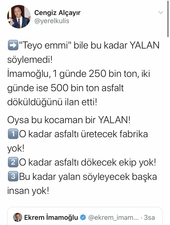 Siyasiler ve gazeteciler CHP'li İBB Başkanı İmamoğlu'nun 'asfalt' iddiasını yalanladı-12