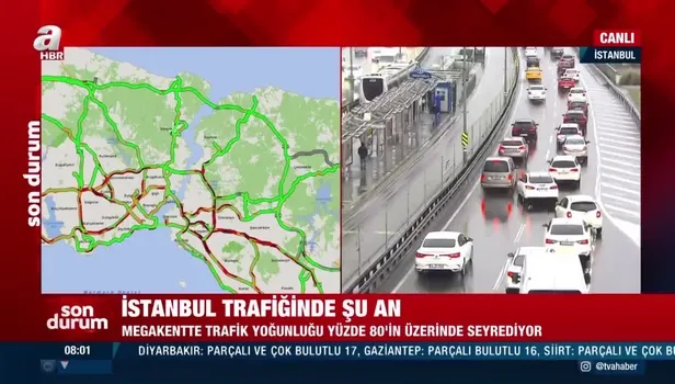 SON DAKİKA TRAFİK! İstanbul'da sağanak yağış sonrası trafik yoğunluğu