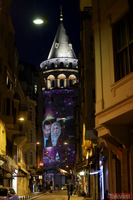 Anneler Günü, Galata Kulesi'ne yansıtılan fotoğraflarla kutlandı! Mustafa Kemal Atatürk ve Başkan Erdoğan... - 21