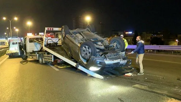son dakika maltepe de gece yarisi korkutan kaza arac takla atti 3 kisi yaralandi takvim