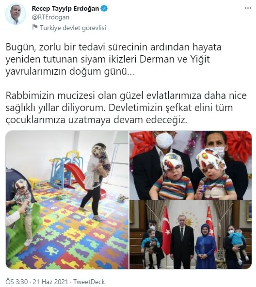 1624280176872.jpg Başkan Erdoğan siyam ikizleri Derman ve Yiğit Evrensel'in doğum gününü kutladı-1