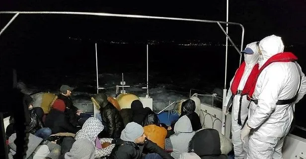 İzmir’de Yunanistan tarafından Türk kara sularına itilen 61 düzensiz göçmen kurtarıldı!