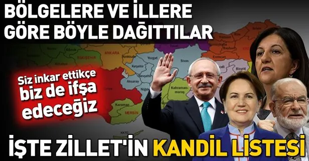 İşte Zillet'in Kandil listesinin bölge bölge dağılımı