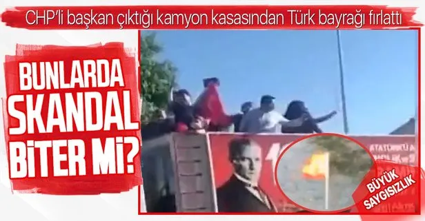 CHP’li Fethiye Belediye Başkanı Alim Karaca’dan büyük saygısızlık! Türk bayrağını yere fırlattı