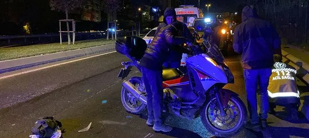 Şişli’de kontrolden çıkan motosiklet yan yattı
