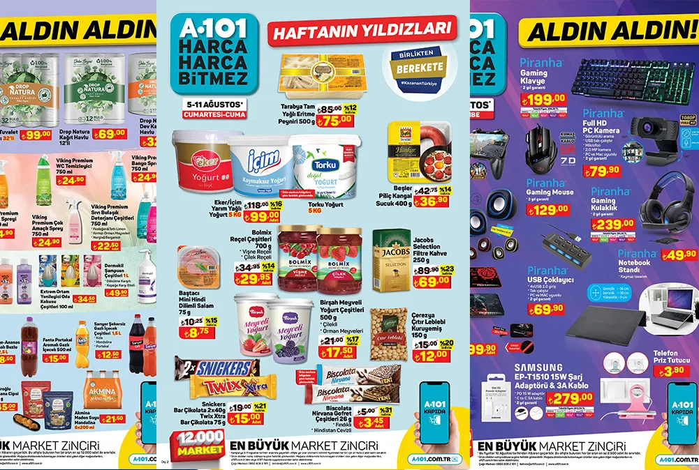 A101 zincir marketleri 6-8-8-9-10 Ağustos 2023 FİYAT LİSTESİ!