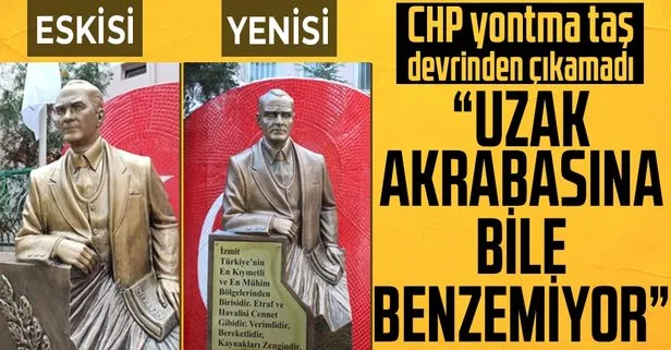 Eskisi yenisini arattı! CHP’li İzmit belediyesi iki heykel denemesinde de Atatürk’e benzetemedi