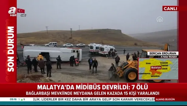Malatya'da midibüs devrildi: 7 ölü, 15 yaralı
