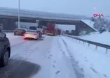 Kontrolden çıkan tır TEM'i ulaşıma kapattı