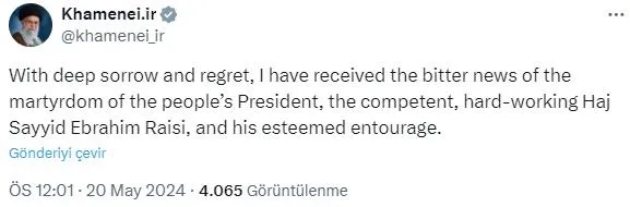 Reisi ve Abdullahiyan’ın ardından dünya liderlerinden taziye mesajları-1
