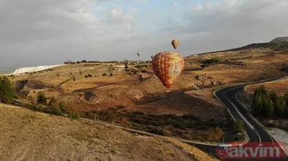 Pamukkale’deki balon uçuşlarına yoğun ilgi! Ruslar akın etti